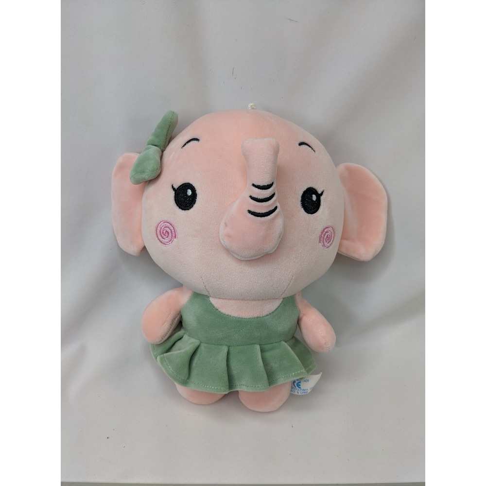 Lissi Doll Pink Elephant Plush 9 Inch Green Dress Lissipuppe Stuffed Animal Toy